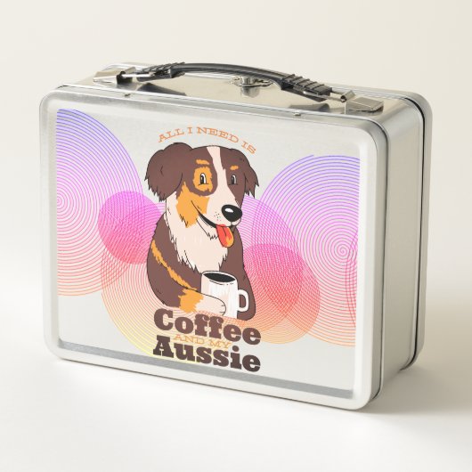 Farm Dog Aussie Shepherd Caffeine Lover Design Metall Brotdose (Rückseite)
