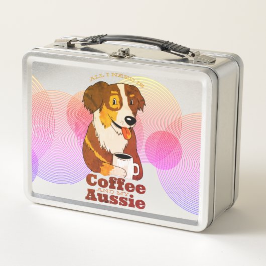 Farm Dog Aussie Shepherd Caffeine Lover Design Metall Brotdose (Vorderseite)