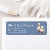 Farm Ducks Return Address Labels Colonial Blue (Insitu)