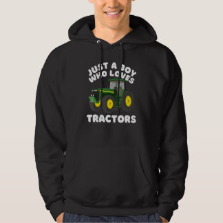 Farm Farmer Just A Boy Who Loves Tractors Kids Hoodie