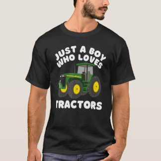 Farm Farmer Just A Boy Who Loves Tractors Kids T-Shirt