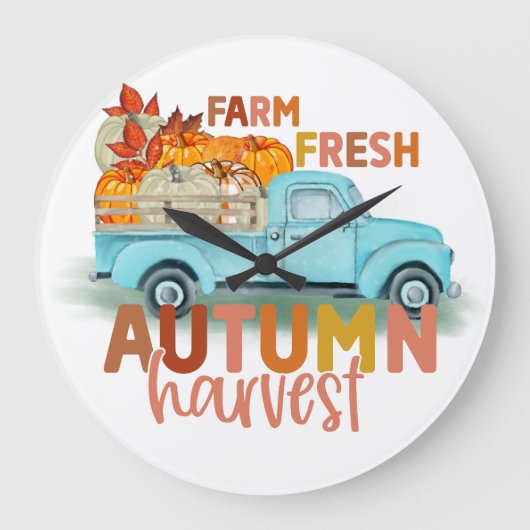 Farm Fresh Autumn Harvest Quote Große Wanduhr (Vorderseite)
