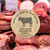 Farm Fresh Beef Sticker | Rustic Cow Logo Label 
