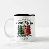 Farm Fresh Buffalo Karierte Weihnachtsbaumen Zweifarbige Tasse (Links)