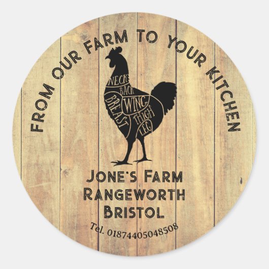 Farm Fresh Chicken Sticker | Rustic Hen Logo Label (Vorderseite)