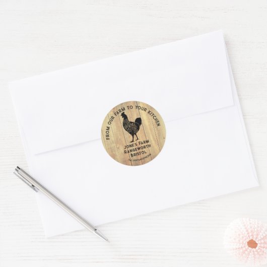 Farm Fresh Chicken Sticker | Rustic Hen Logo Label (Umschlag)