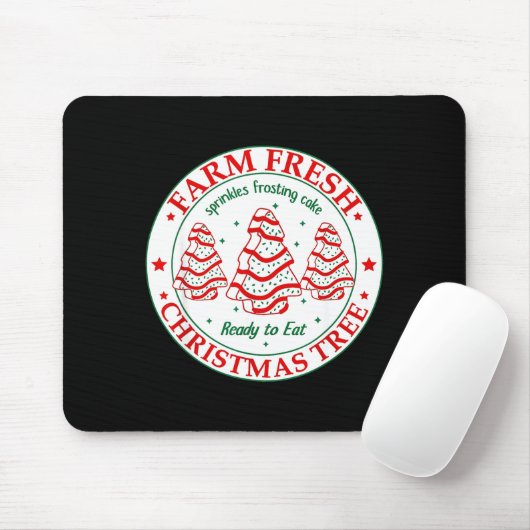 Farm Fresh Christmas Tree Cakes Retro Xmas Tree Fa Mousepad (Mit Mouse)