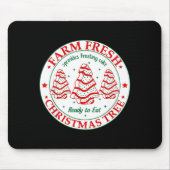 Farm Fresh Christmas Tree Cakes Retro Xmas Tree Fa Mousepad (Vorne)