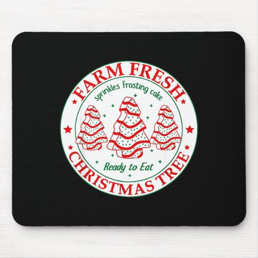 Farm Fresh Christmas Tree Cakes Retro Xmas Tree Fa Mousepad (Vorne)