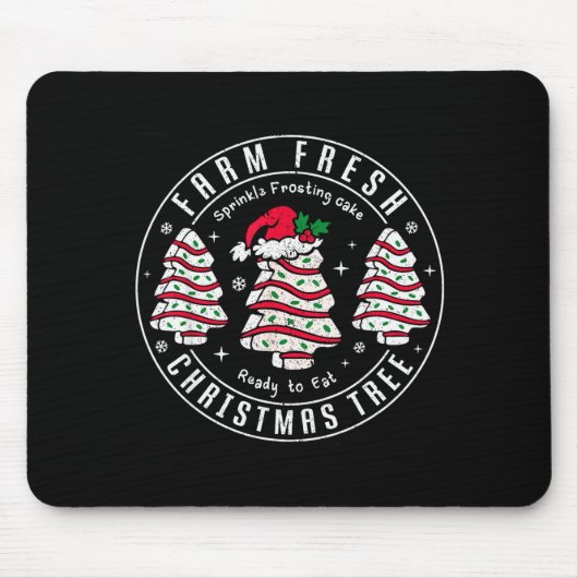 Farm Fresh Christmas Tree Cakes Retro Xmas Tree Fa Mousepad (Vorne)