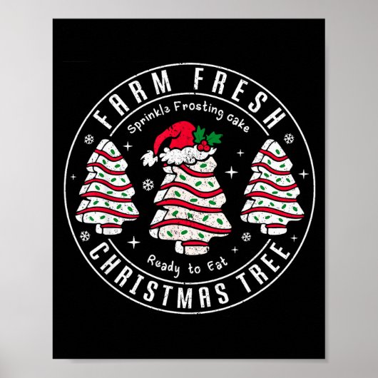 Farm Fresh Christmas Tree Cakes Retro Xmas Tree Fa Poster (Vorne)