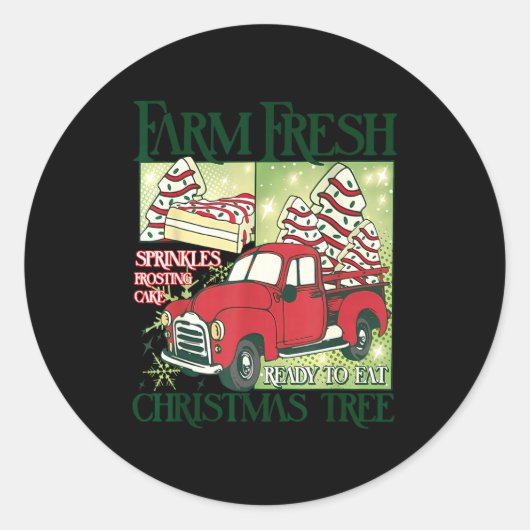 Farm Fresh Christmas Tree Funny Xmas Frosting Cake Runder Aufkleber (Vorderseite)