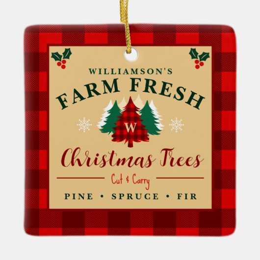 Farm Fresh Christmas Trees - Christmas pattern Keramikornament (Vorderseite)