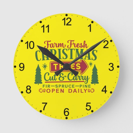 Farm Fresh Christmas Trees Holiday Design-64649 Runde Wanduhr (Vorderseite)