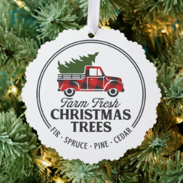 Farm Fresh Christmas Trees Truck Ornament Karte