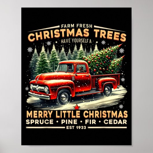 Farm Fresh Christmas Trees Vintage Truck Design Poster (Vorne)
