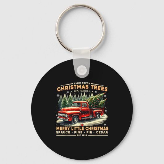 Farm Fresh Christmas Trees Vintage Truck Design Schlüsselanhänger (Vorderseite)