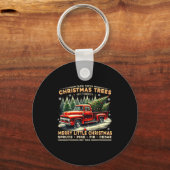 Farm Fresh Christmas Trees Vintage Truck Design Schlüsselanhänger (Vorderseite)