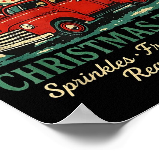 Farm Fresh Debbie Christmas Cake Retro Red Truck H Poster (Ecke)