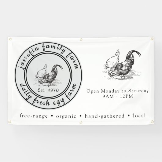 Farm Fresh Eggs Chicken Coop Rustic Country Farm Banner (Horizontal)
