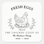 Farm Fresh Eggs Custom Name label, Egg Carton  Quadratischer Aufkleber (Vorderseite)