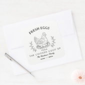 Farm Fresh Eggs Custom Name label, Egg Carton  Quadratischer Aufkleber (Umschlag)