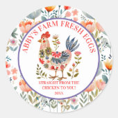 Farm Fresh Eggs Folk Art Chicken Runder Aufkleber (Vorderseite)
