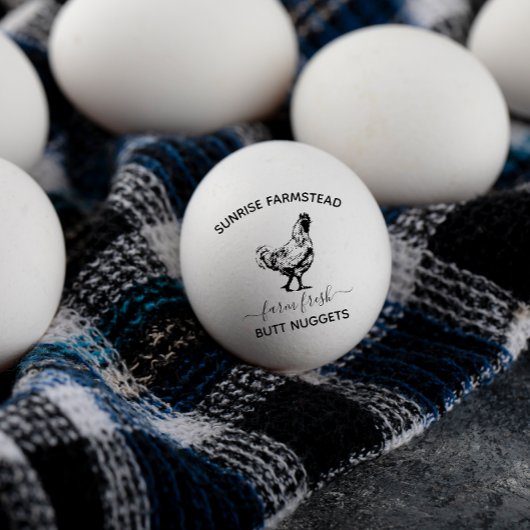 Farm Fresh Eggs | Funny Monogram Egg Stamp Gummistempel