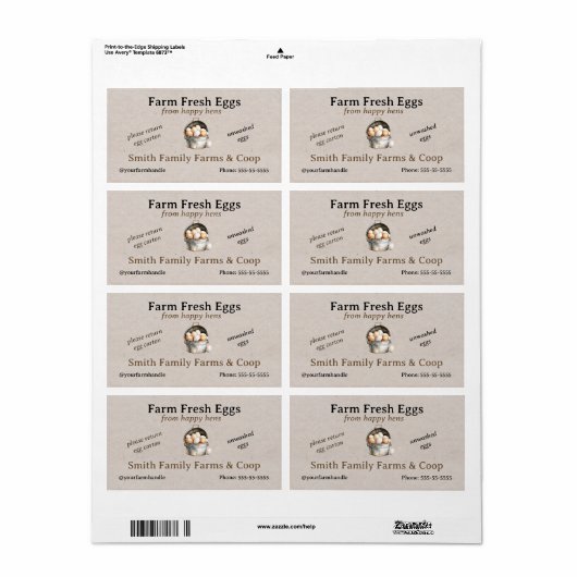 Farm Fresh Eggs Label | Egg Carton Stickers Custom (Vorne)