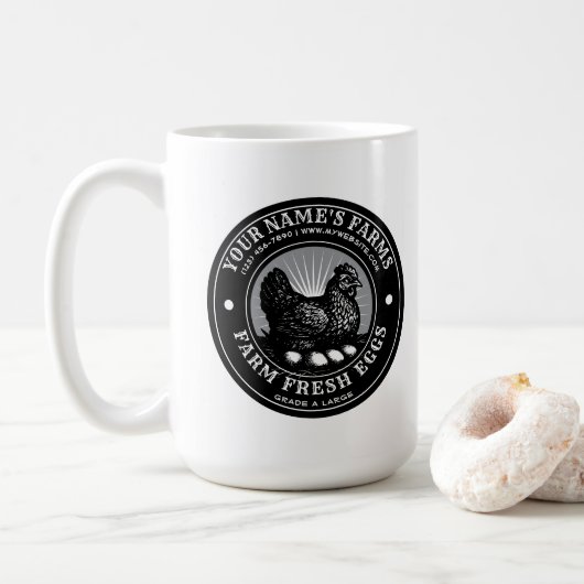 Farm Fresh Eggs Label Template Kaffeetasse (Mit Donut)