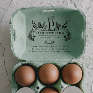 Farm Fresh Eggs    Monogram Egg Carton Stamp Gummistempel