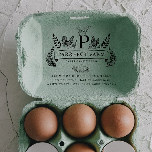 Farm Fresh Eggs | Monogram Egg Carton Stamp Gummistempel