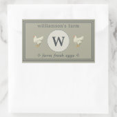 Farm Fresh Eggs Monogram Ei-Karton Moosgrau Rechteckiger Aufkleber (Tasche)