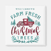 Farm Fresh Old Red Truck Weihnachtsbaum Lieferung Magnet (Vorne)