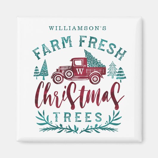 Farm Fresh Old Red Truck Weihnachtsbaum Lieferung Magnet (Vorne)