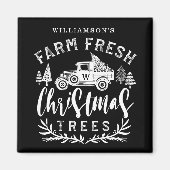 Farm Fresh Old Truck Weihnachtsbaum Lieferung schw Magnet (Vorne)