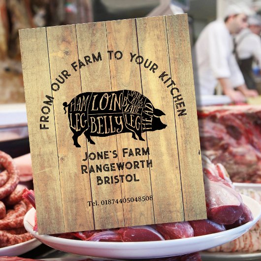 Farm Fresh Pork Sticker – Rustic Pig Logo Label – Sockelschild