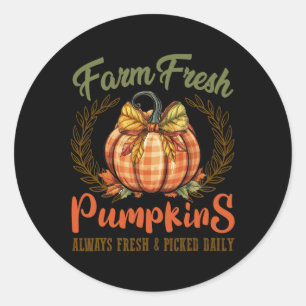 Farm Fresh Pumpkins Fun HerbstHalloween Thanksgiv Runder Aufkleber