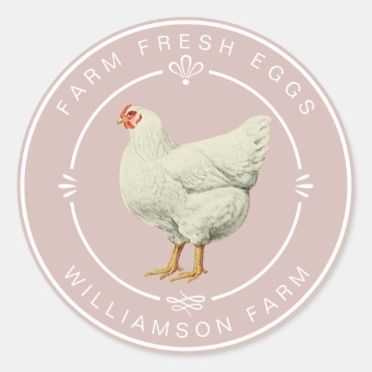 Farm Fresh Vintage Hen Egg Carton Dusty Blush Runder Aufkleber (Vorderseite)