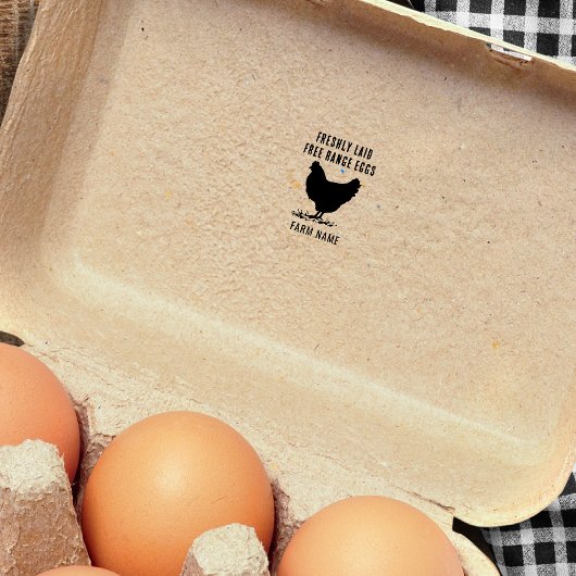 Farm Freshly Laid Eggs Hen Chicken Motif Permastempel