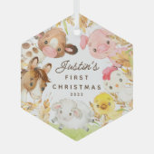 Farm Friends Baby's First Christmas Ornament Aus Glas (Vorderseite)