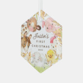 Farm Friends Baby's First Christmas Ornament Aus Glas (Vorderseite Links)