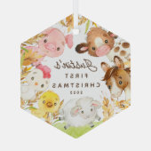 Farm Friends Baby's First Christmas Ornament Aus Glas (Rückseite)