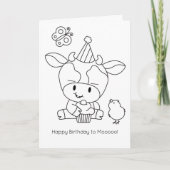 Farm Friends Colour-it-Yourself Kuh Gruß Karte (Vorderseite)