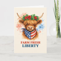 Farm Frische Freiheit Highland-Kuh Patriotische US