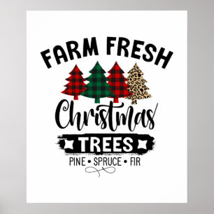 Farm Frische Weihnachtsbaum Buffalo Kariert Poster