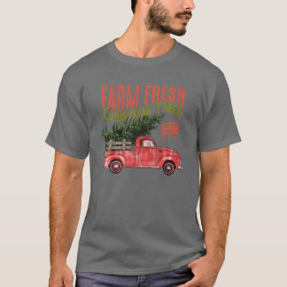 Farm Frische Weihnachtsbaumen Red Truck Matching F T-Shirt