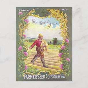 Farm Garden Seed Vintag Illustration Postkarte
