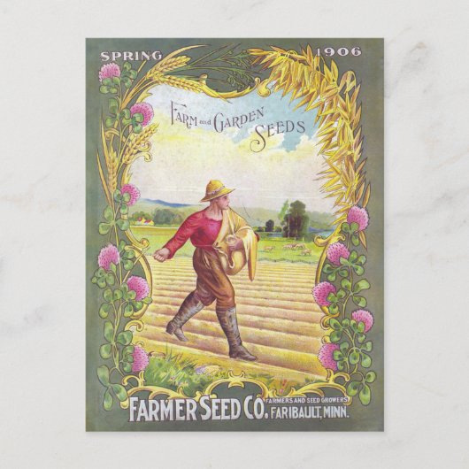 Farm Garden Seed Vintag Illustration Postkarte (Vorderseite)