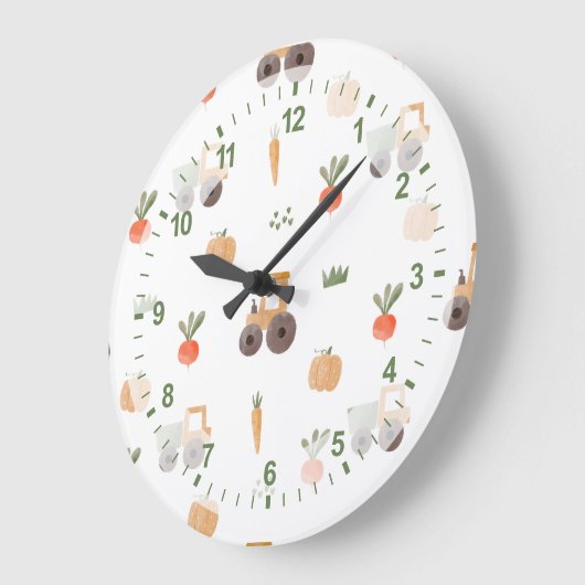 Farm Garden Wasserfarbe Muster Große Wanduhr (Winkel)